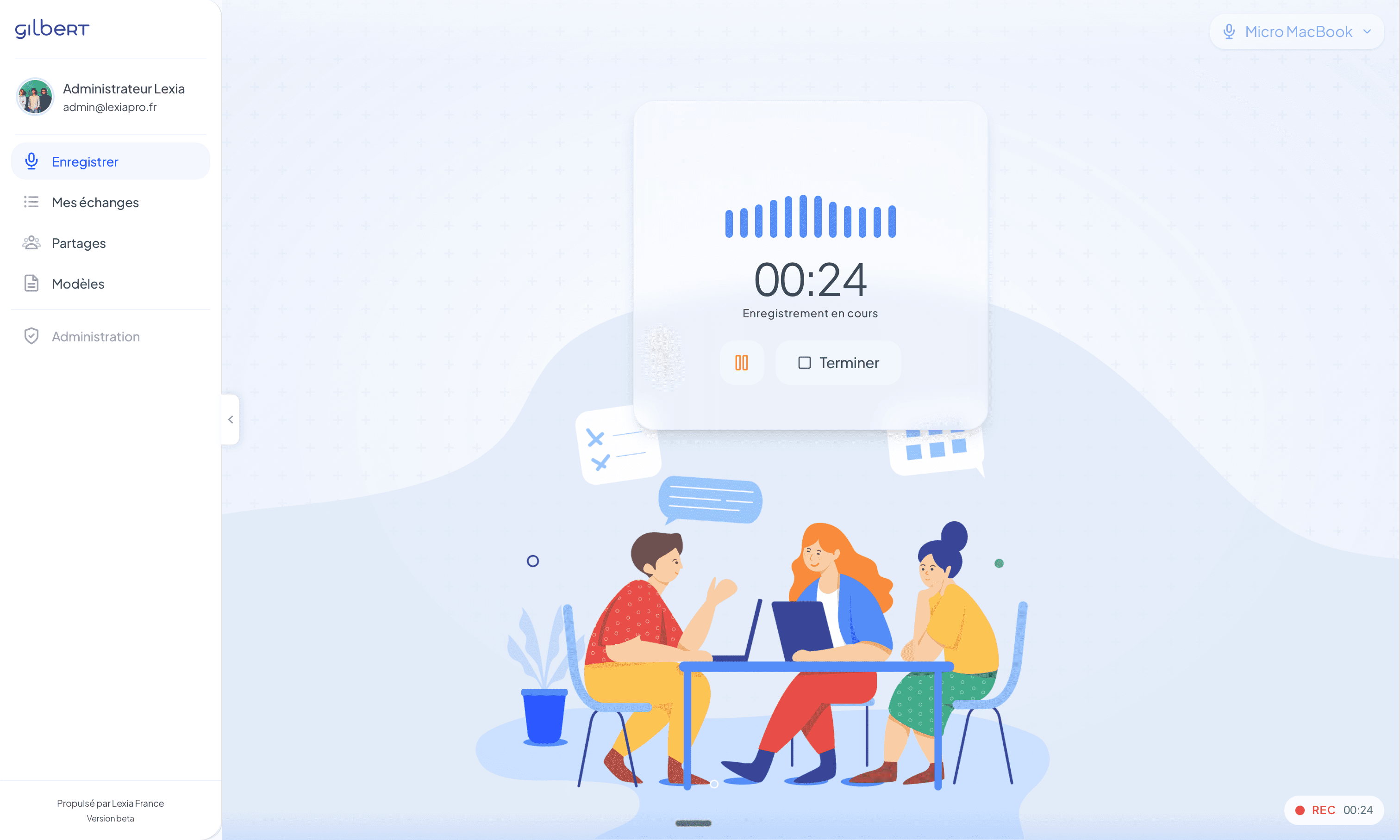 Gilbert — Interface principale